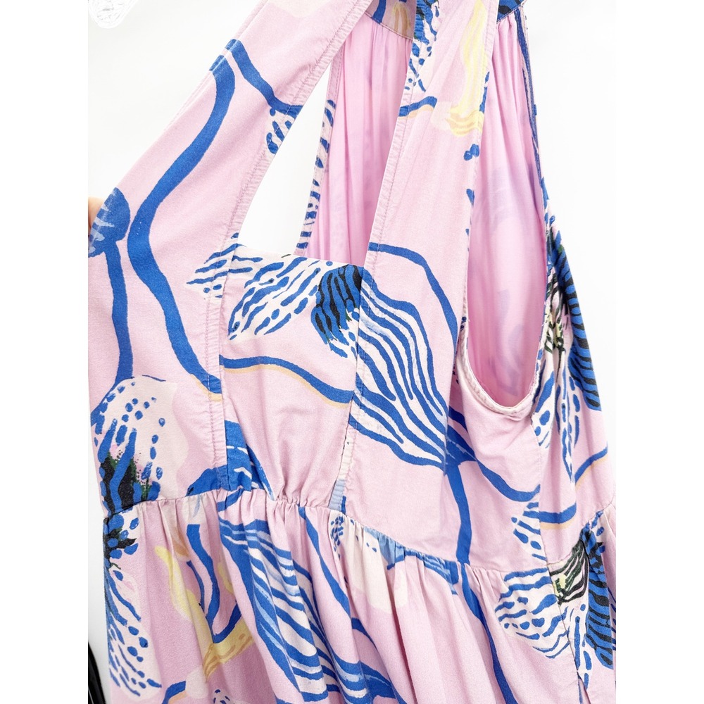 Anthropologie Sarah Gordon for Maeve Pink Blue Floral Halter Maxi Dress Size 8 - Picture 10 of 14
